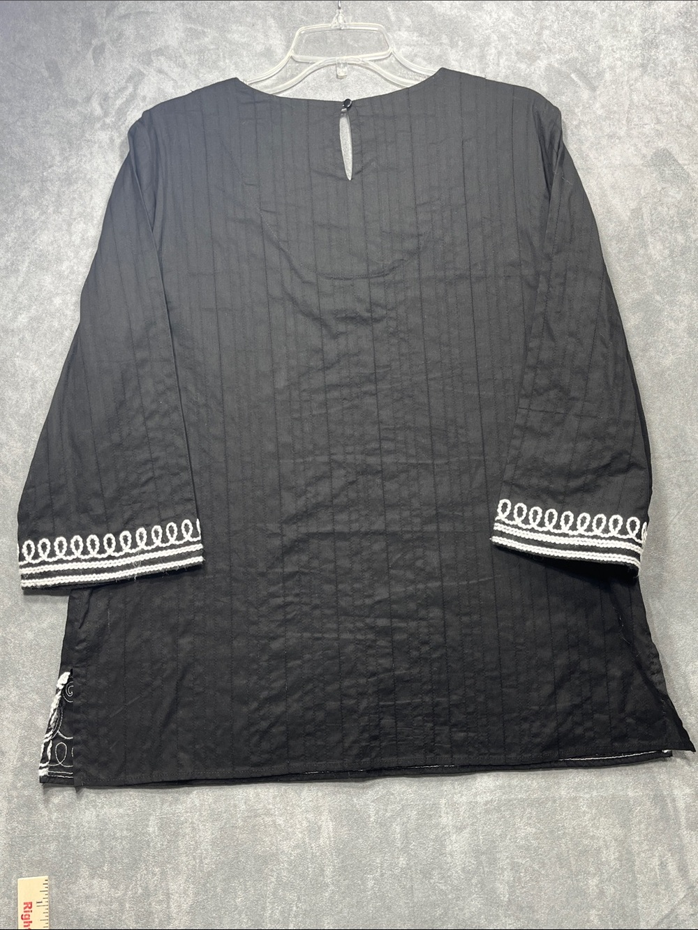 Alfred Dunner Black White Embroidered Cotton Tunic Top Size 16 - Picture 7 of 7